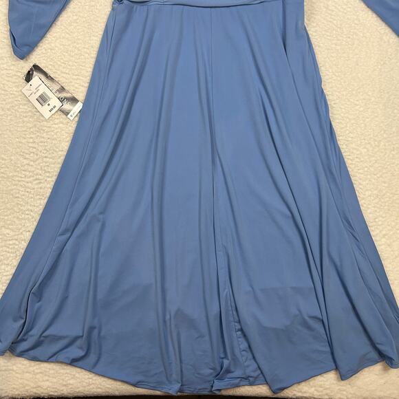 Perceptions NY Womens Size M 1/2 Sleeve Faux Wrap Dress Periwinkle Blue NEW - Picture 6 of 12
